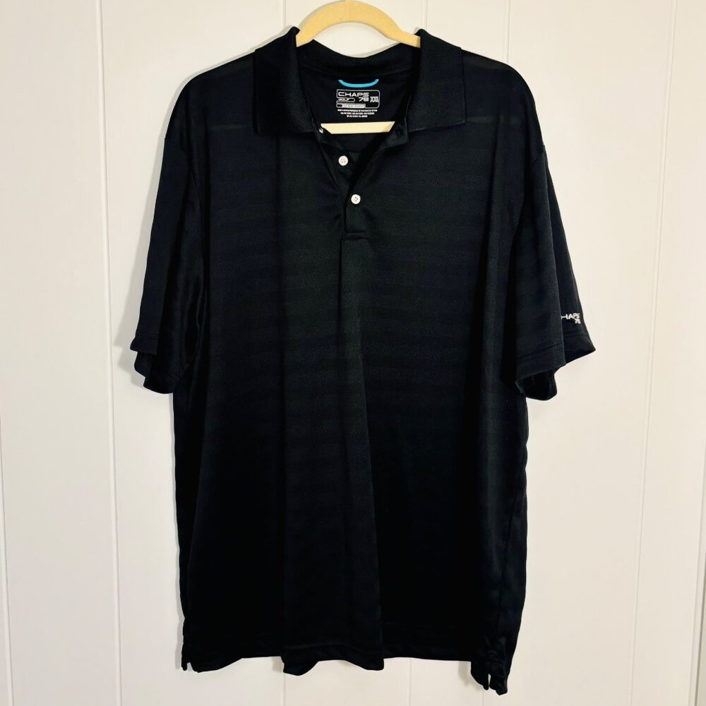 Chaps 78 Golf Polo Shirt XXL Short Sleeve Black Stay Dry Sheer Stripe 2XL